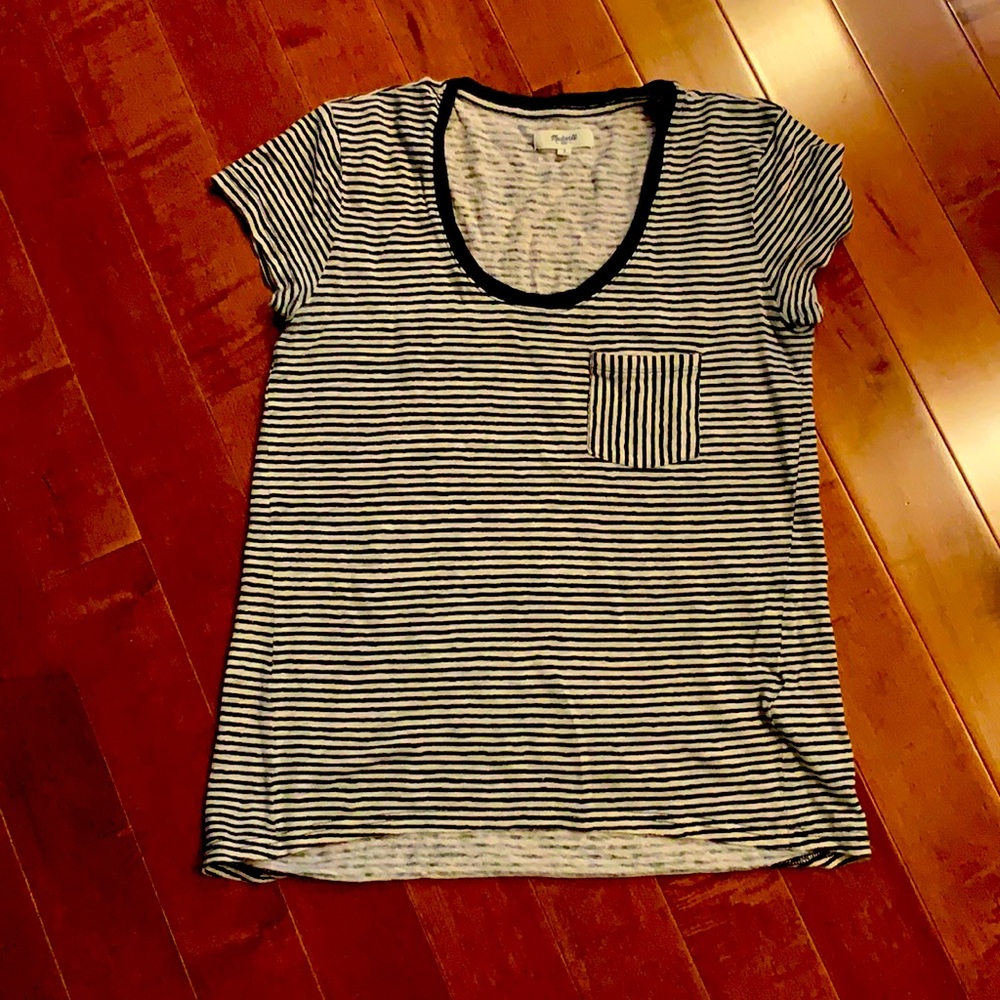 Madewell small blue and cream striped T-shirt